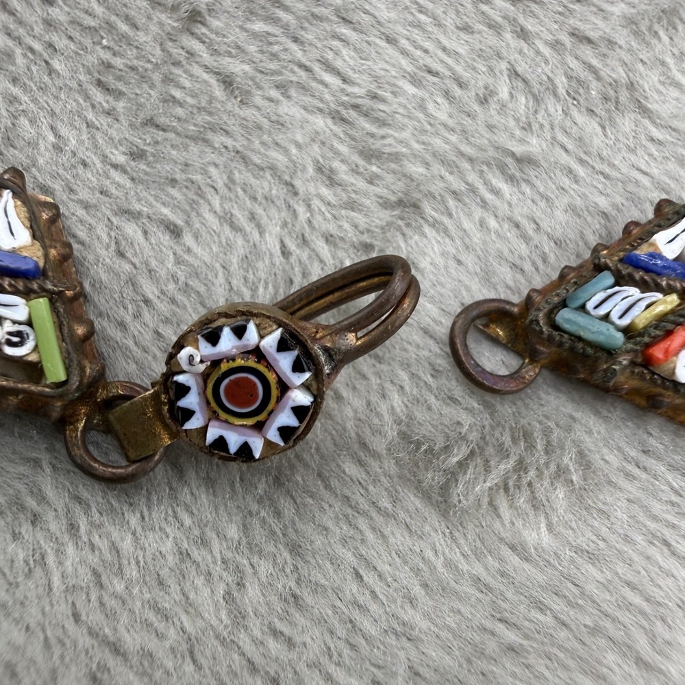 Vintage Mini Mosaic Bracelet Gold Tone 7.5"‎ - Picture 2 of 6